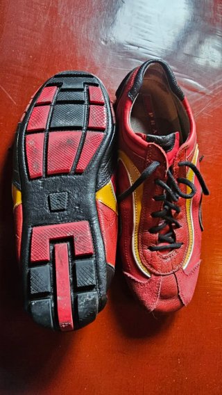 Deportivas Prada Piel Hombre Rojas