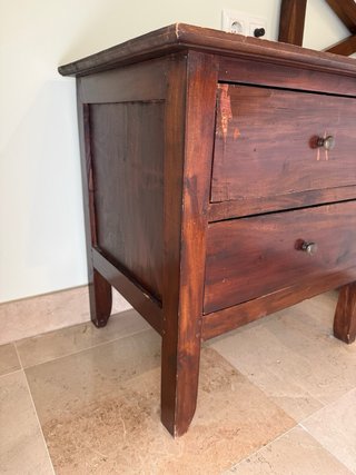 Cómoda, Mesitas y Cabecero Madera Oscura