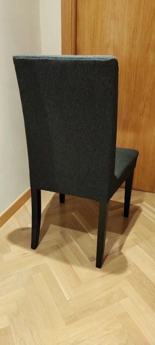 Juego de 4 sillas de tela gris y patas de madera