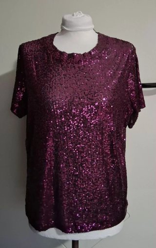 T-shirt donna mezza manica paillettes