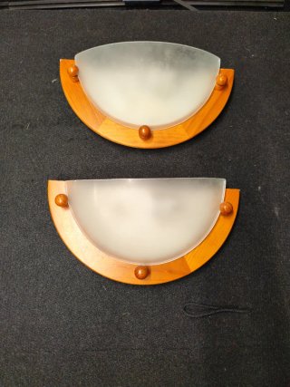 Apliques Madera y Cristal Ácido (2uds)