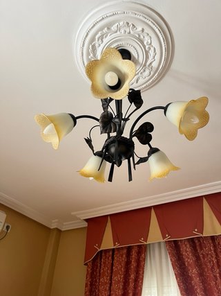 Muebles, sofás, cortinas y lámparas en buen estado