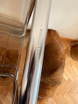 camarera vintage tubular de metal/cristal ahumado