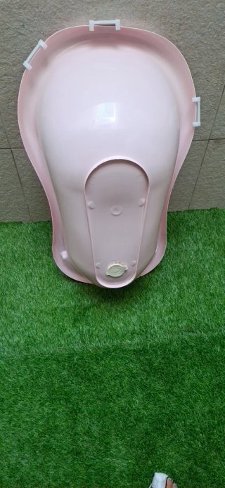 Bañera bebé rosa con cojín de conejitos