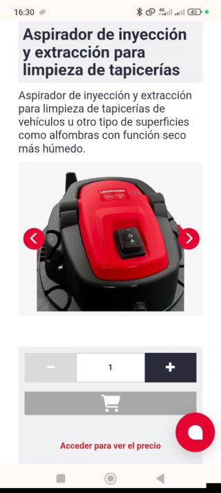 Aspirador profesional para limpieza de tapicerías