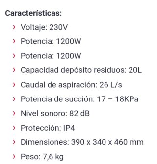 Aspirador profesional para limpieza de tapicerías