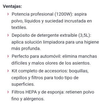 Aspirador profesional para limpieza de tapicerías