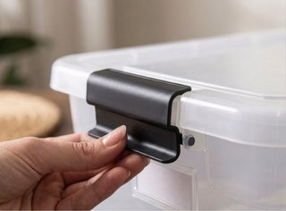 Caja Almacenaje Transparente Tapa Negra