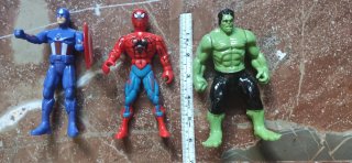 Muñecos Marvel Capitán América, Spiderman, Hulk