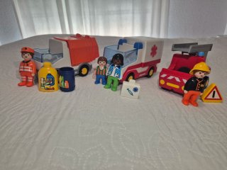 Playmobil Bomberos, Basura, Ambulancia, avión