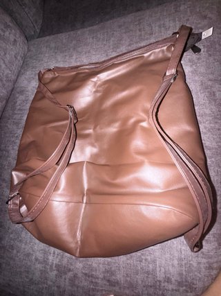 Bolso Mochila Piel Sintética Marrón