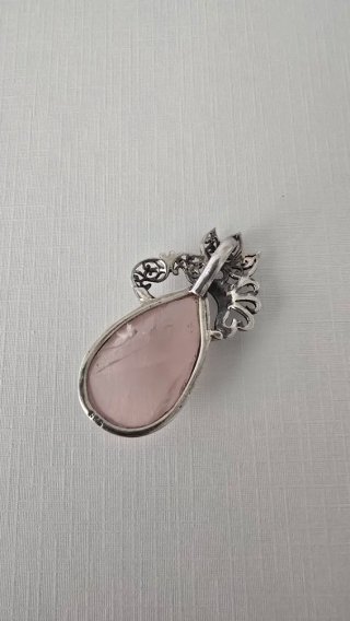 Colgante Plata y Cuarzo Rosa Lágrima