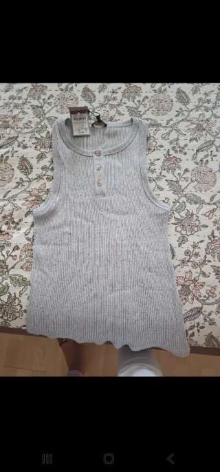 Camiseta Massimo Dutti XL Gris Botones
