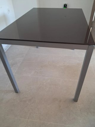 Mesa cristal y metal  negro/gris