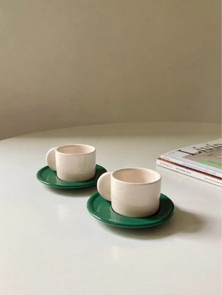 Coppia 2 tazzine da caffè in ceramica vintage