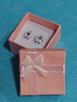 Pendientes plata S925 Flor Lila Circonita