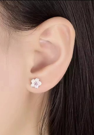 Pendientes plata S925 Flor Lila Circonita