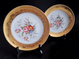 Pareja Platos Decorativos Capeans Florales Dorados