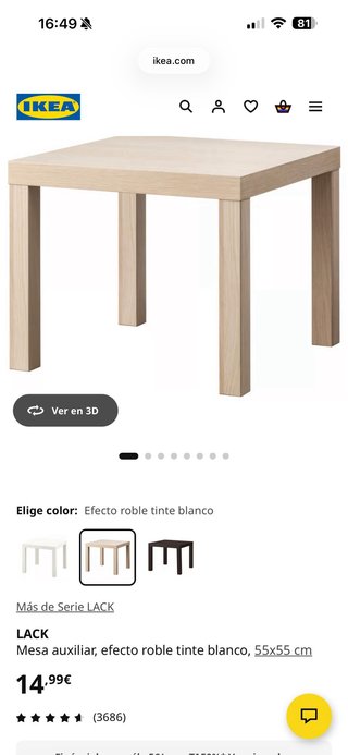Mesa auxiliar lack ikea Recogida: teatro goya