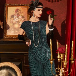 Vestido Años 20 con Accesorios