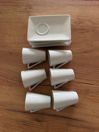 Juego 6 tazas café pequeñas porcelana