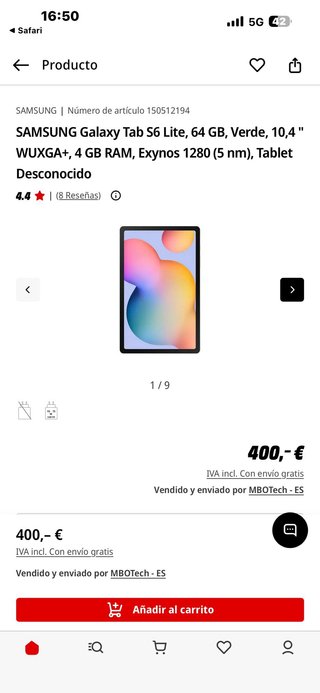 Samsung Galaxy Tab S6 Lite 10.4 Wi-Fi Azul 64gb+4