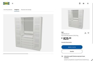 Armario moderno IKEA blanco con puertas de cristal