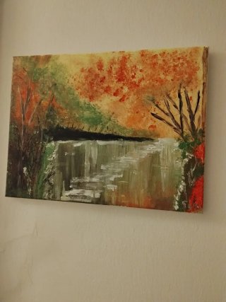 Quadro paesaggio autunnale dipinto da Pitt. Suk