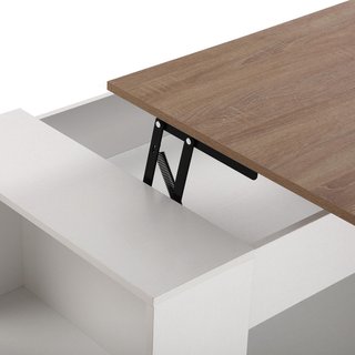 Mesa Centro Elevable Blanca/Madera
