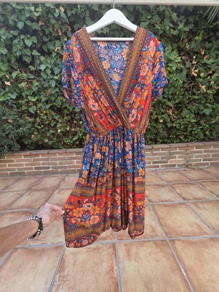 Vestido Corto Bohemio Estampado Rfmfkkg Talla S
