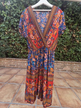 Vestido Corto Bohemio Estampado Rfmfkkg Talla S