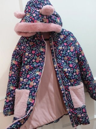 Chaquetón niña 8-9 años floral con capucha