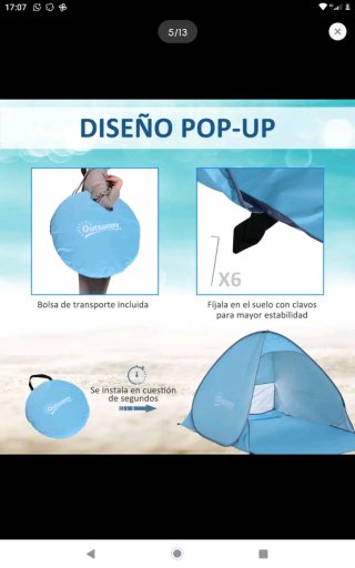 Tienda de playa Outsunny azul