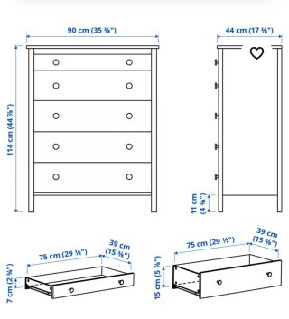 Cómoda 5 cajones Ikea blanca
