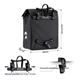 Wiltec 65482 ← Bolsa de bicicleta 22 l negro imper