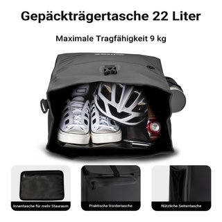 Wiltec 65482 ← Bolsa de bicicleta 22 l negro imper