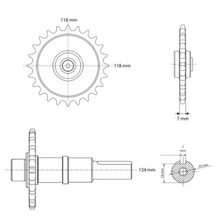Ersatzteil Ölbadkupplung Antriebswelle Ø22mm (28T)