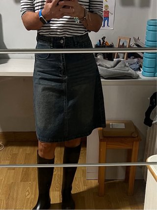 Falda vaquera evasé azul