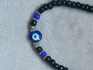 Bracciale Occhio Greco Portafortuna Perline Nere