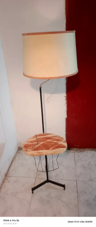 Lámpara vintage tela mármol metal