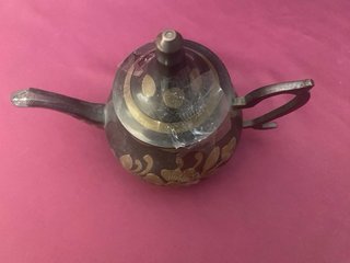 Tetera mini, Latón Vintage Grabado