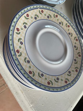 Juego de 6 platillos de café de porcelana