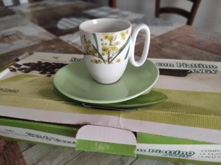 6 tazzine da caffè mimosa con piattini