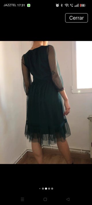 Vestido verde de tul con bordado