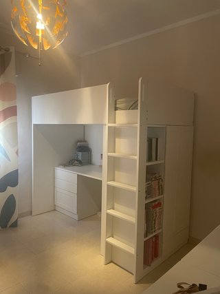 Cama alta Ikea Småstad blanca