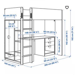 Cama alta Ikea Småstad blanca