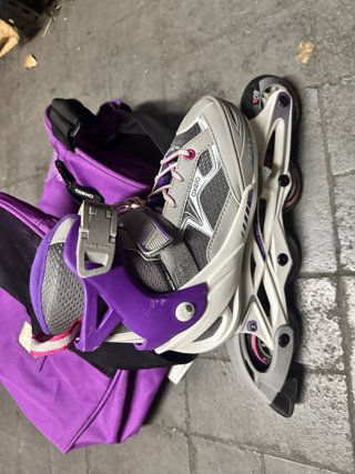 Patines en línea morado y gris talla 32 ....35