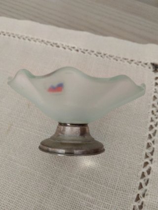 Svuotatasche/soprammobile vintage vetro e argento