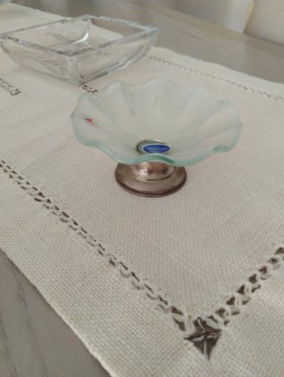 Svuotatasche/soprammobile vintage vetro e argento