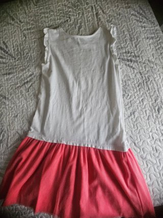 Vestido niña blanco y rosa tul